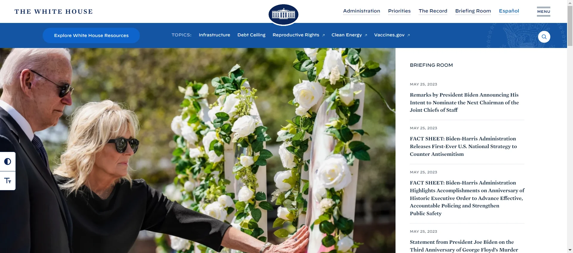 the White House website image