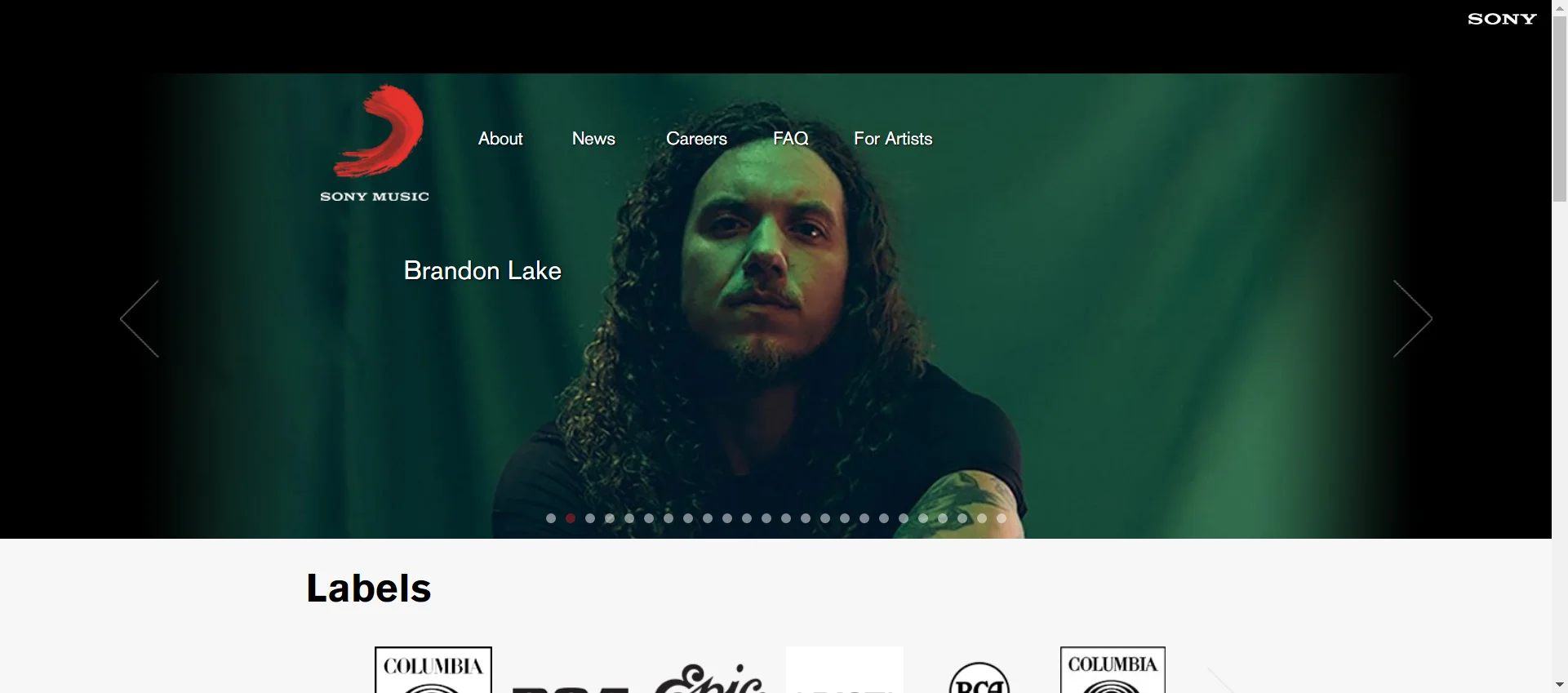 Sony Music website image