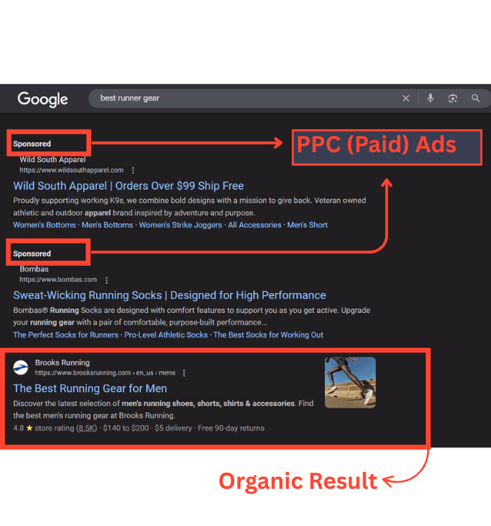 spot the difference between paid and organic result