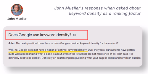 john mueller stance about keyword density