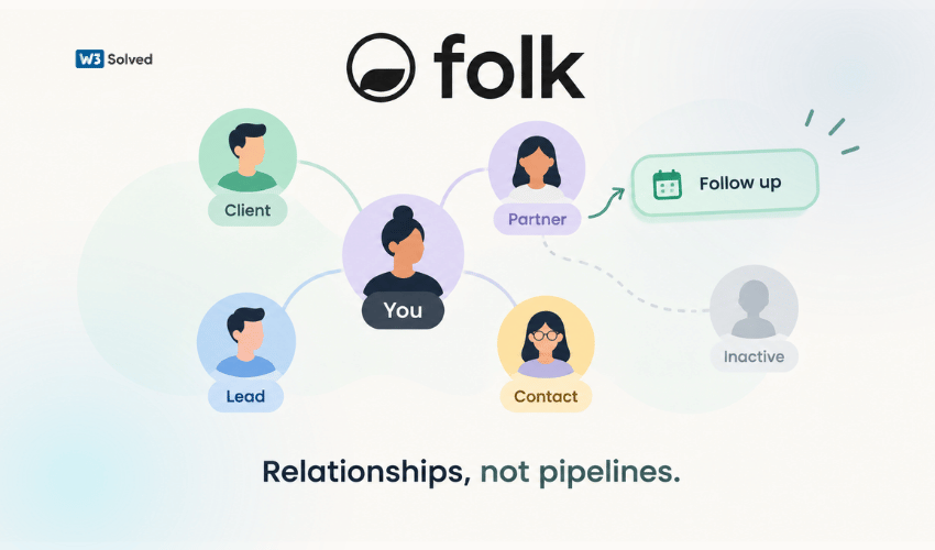 Folk relationship tracking dashboard showing contacts, tags and follow-up status